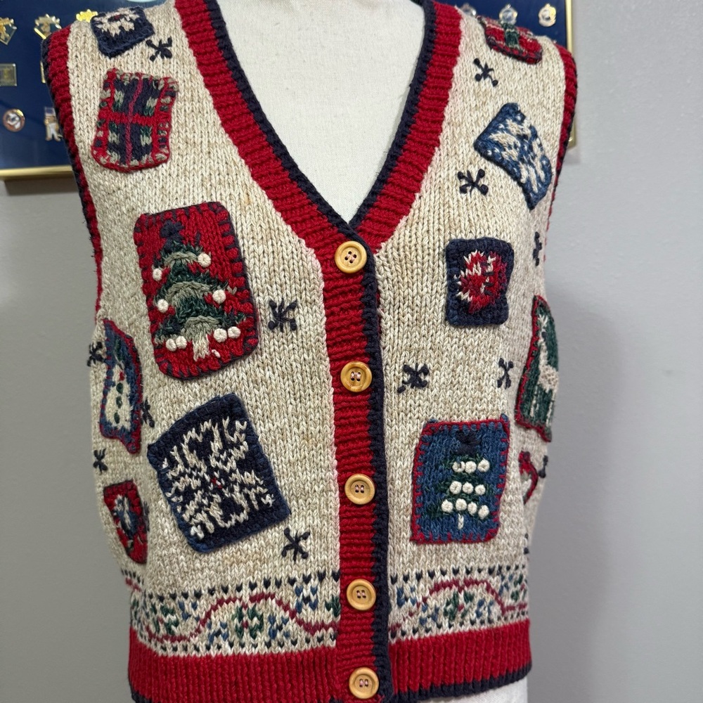 Vintage Talbots Sweater chunky grandma holiday vest petite